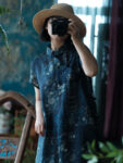 Asymmetrical Collar Ramie Dress with Print 4.jpg