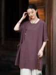 Asymmetrical Linen Top Zen Style Long Shirt1.jpg