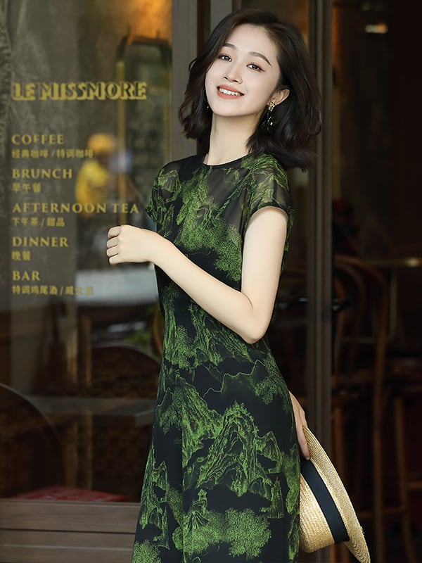 Beautiful Long Chiffon Dresses Green Slim Dress Summer4.jpg Beautiful Long Chiffon Dresses Green Slim Dress Summer4.jpg