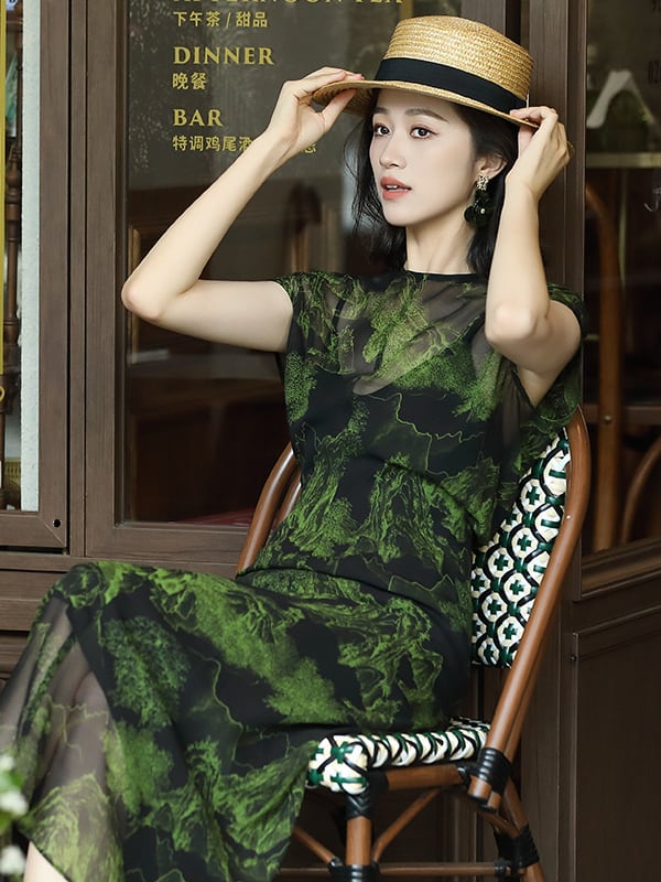Beautiful Long Chiffon Dresses Green Slim Dress Summer5.jpg Beautiful Long Chiffon Dresses Green Slim Dress Summer5.jpg