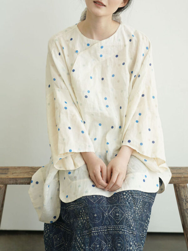 Boho Asian Inspired Shirt Loose Linen Blouse 1.jpg