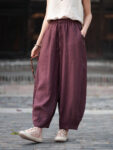 Boho Linen Pants Loose Fit Cropped Trousers3.jpg