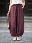 Boho Linen Pants Loose Fit Cropped Trousers3.jpg