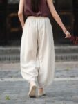 Boho Linen Pants Loose Fit Cropped Trousers3.jpg