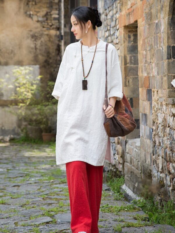 Boho Minimalist Dress Linen Long Shirt1.jpg