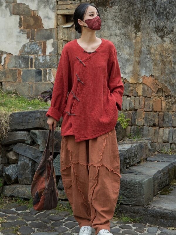 Breathable Long Sleeve Linen Top V Neck Shirt4.jpg