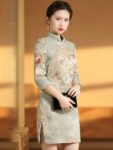 Chinese Retro Style Floral Pattern Short Qipao 1.jpg