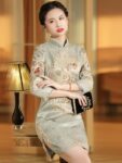 Chinese Retro Style Floral Pattern Short Qipao 1.jpg