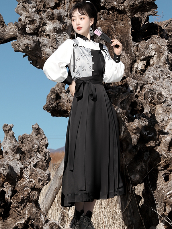 Chinese Style Hanfu Dress Modern Shirt Skirt Set 5.jpg