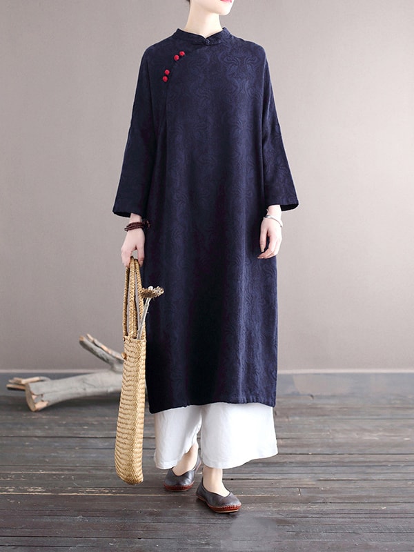 Chinese Vintage Qipao Jacquard Cotton Dress1.jpg