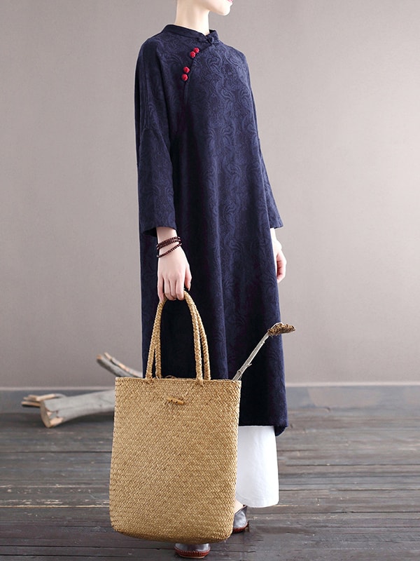 Chinese Vintage Qipao Jacquard Cotton Dress2.jpg