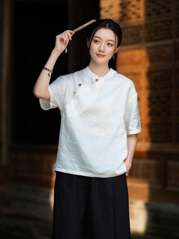 Chinese Zen Cotton Linen Top Women Shirt2.jpg