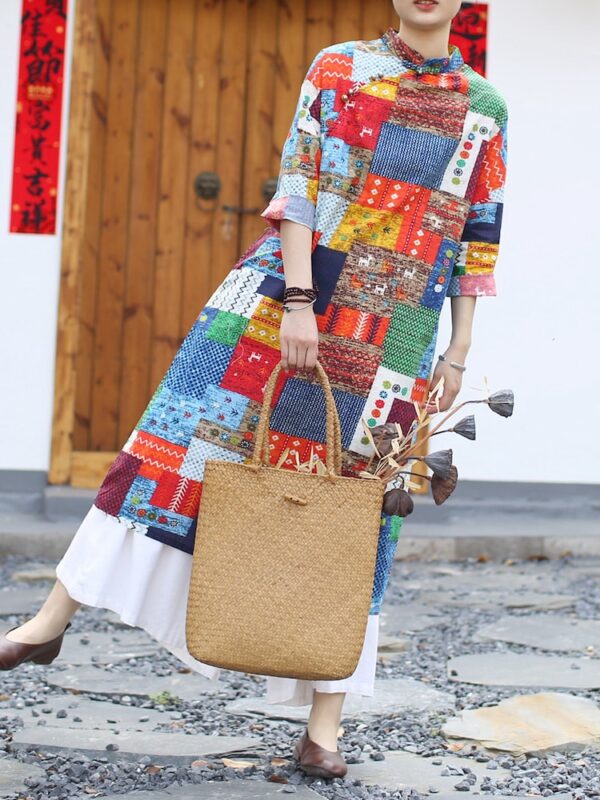 Colorful Cotton Long Loose Dresses5.jpg
