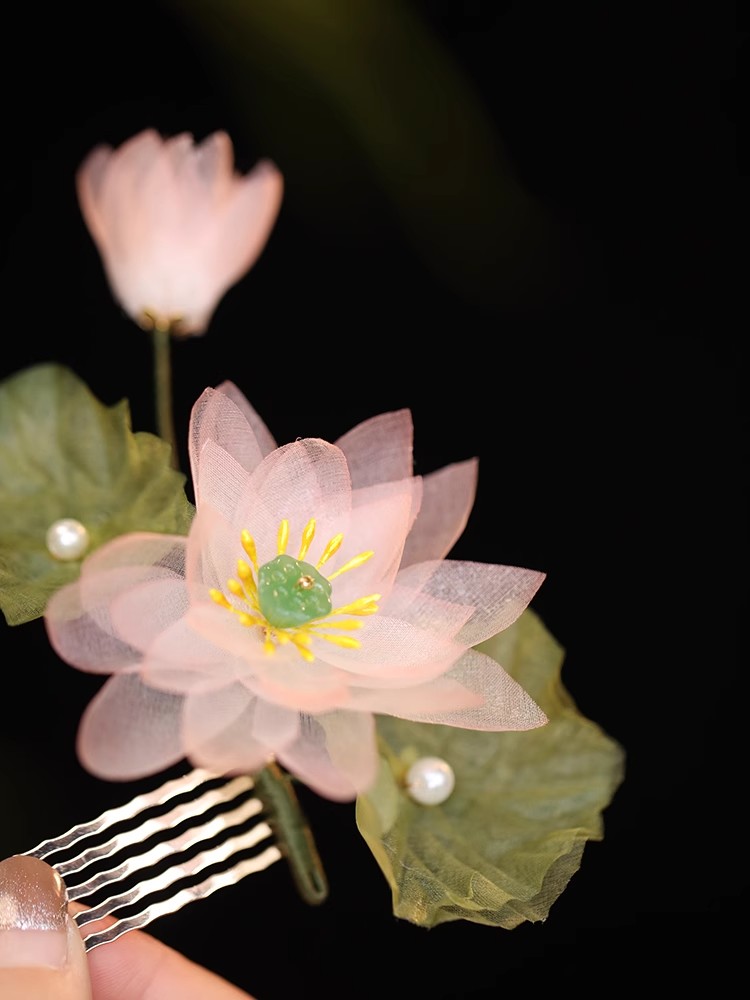 Fairy Pink Flower Hair Clip Tang Style Side Clip 11.jpg Fairy Pink Flower Hair Clip Tang Style Side Clip 11.jpg