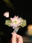 Fairy Pink Flower Hair Clip Tang Style Side Clip 1.jpg