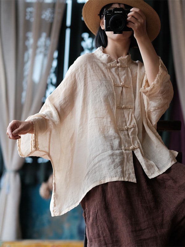 Hand Dyed Ramie Blouse Ruffle Edge Shirt3.jpg Hand Dyed Ramie Blouse Ruffle Edge Shirt3.jpg