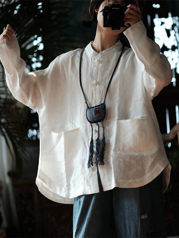 Hand Dyed Ramie Top White Linen Shirt2.jpg
