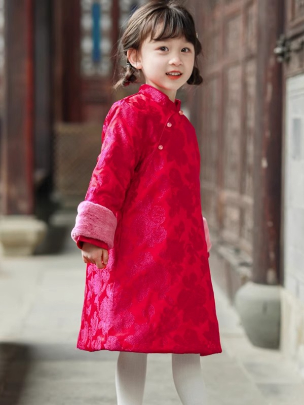 Hanfaumodern Peony Dress Chinese Style Cotton Cheongsam Winter 4.jpg