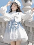 Hanfumodern Chinese Style Blue Lolita Dress Coat And Dress Set 10.jpg