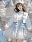 Hanfumodern Chinese Style Blue Lolita Dress Coat And Dress Set 10.jpg