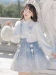 Hanfumodern Chinese Style Blue Lolita Dress Coat And Dress Set 10.jpg