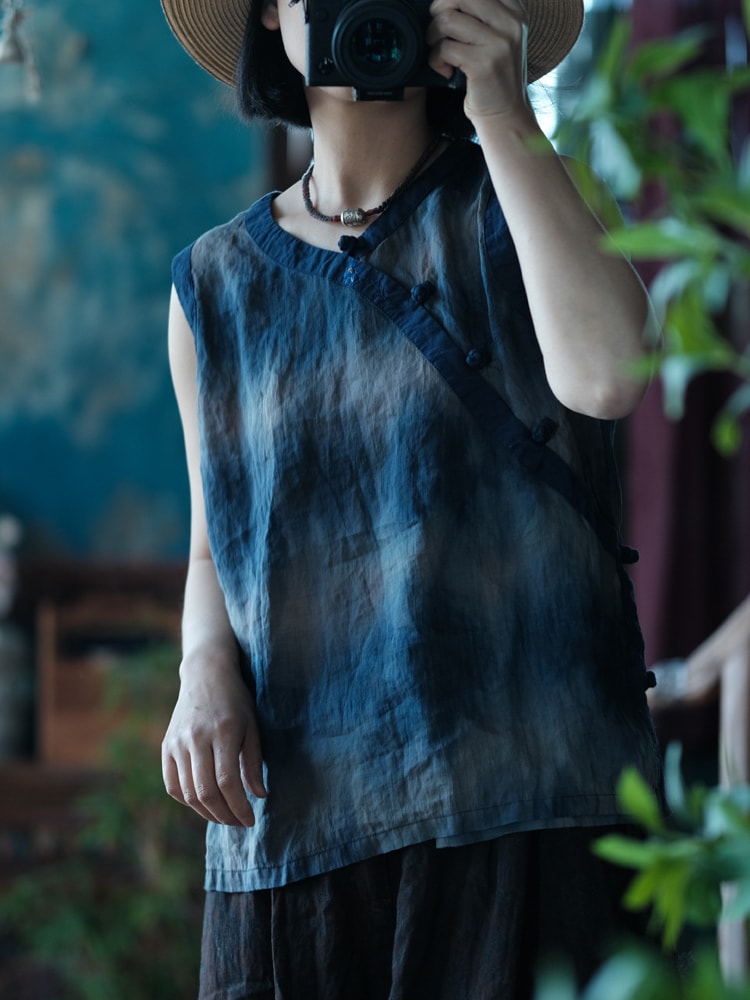 Indigo Sleeveless Blouse Chinese Linen Tank Top3.jpg Indigo Sleeveless Blouse Chinese Linen Tank Top3.jpg