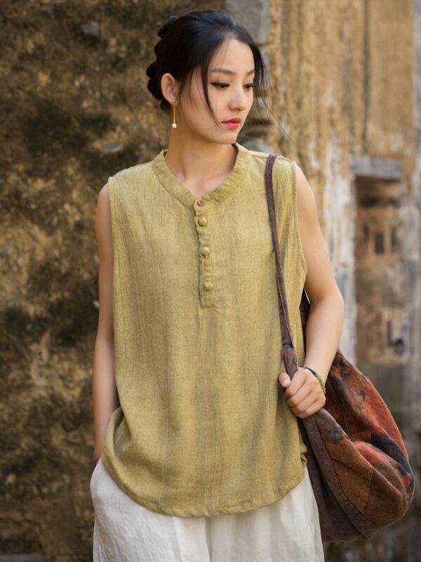 Linen Chinese Sleeveless Top Vintage Vest7.jpg