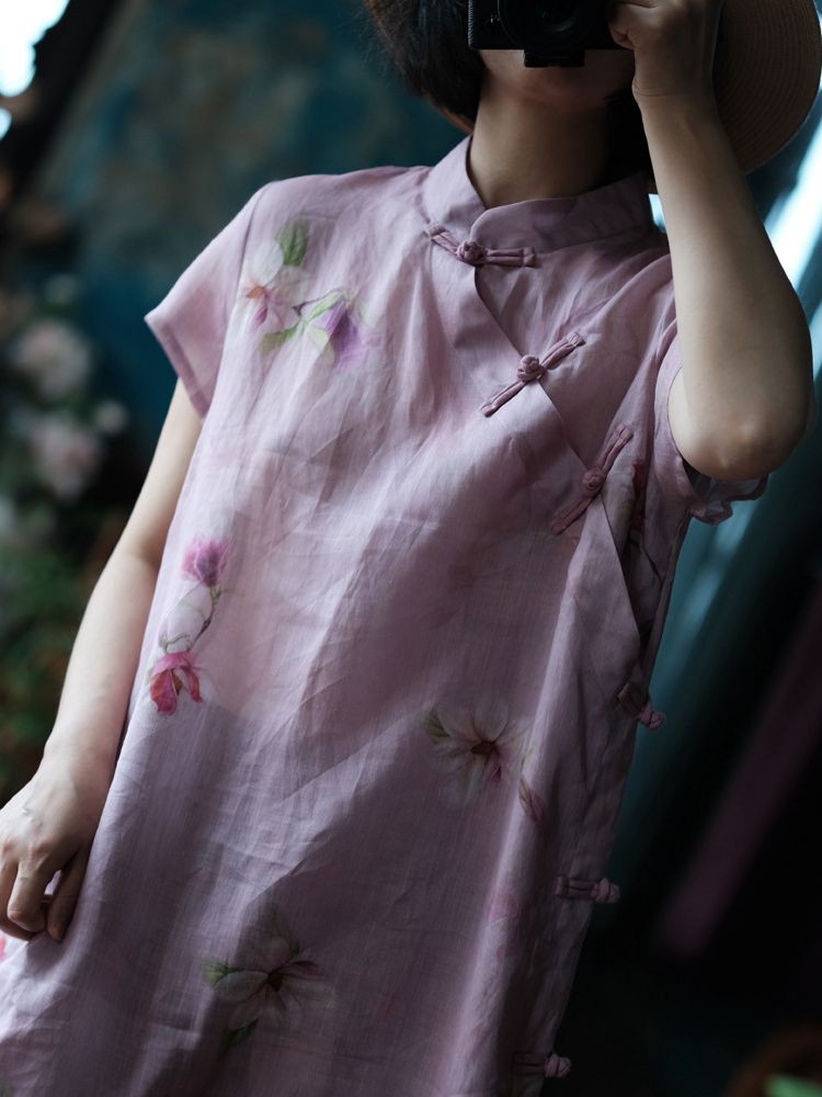 Linen Chinese Style Dress Vintage Short Sleeve Qipao 1.jpg Linen Chinese Style Dress Vintage Short Sleeve Qipao 1.jpg