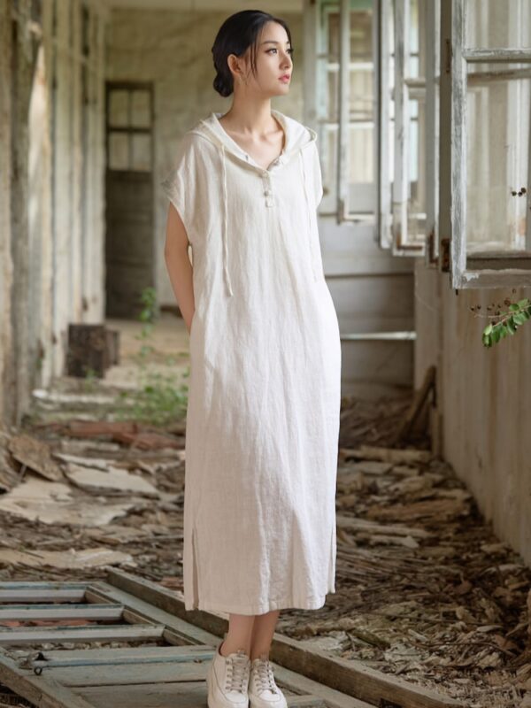 Linen Hooded Dress Loose Fit Maxi Dress4.jpg