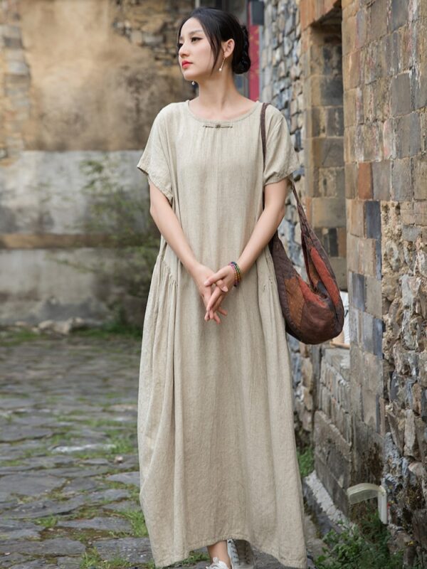 Linen Maxi Dress Boho Style Long Dress1.jpg