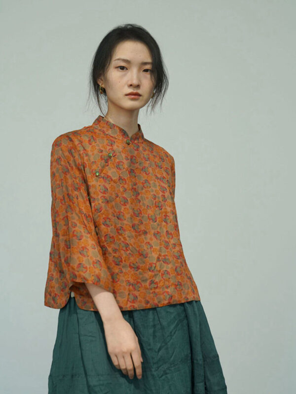 Linen Tang Suit Shirt Women Vintage Floral Blouse 1.jpg