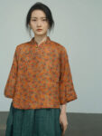 Linen Tang Suit Shirt Women Vintage Floral Blouse 3.jpg