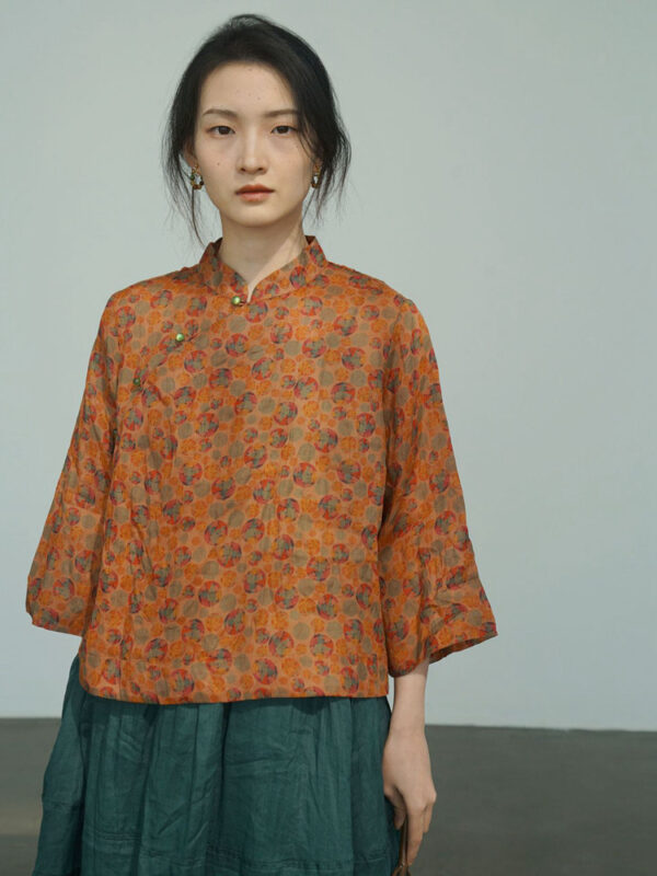 Linen Tang Suit Shirt Women Vintage Floral Blouse 3.jpg