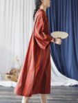 Loose Linen Dresses Striped Qipao Dress4.jpg