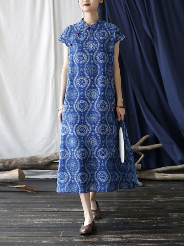 Loose Qipao Dress Cotton Linen Dress1.jpg