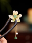 Lotus Flower Hair Piece U shaped Hairpin 2.jpg