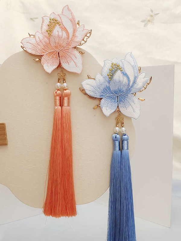 Lotus Hair Accessories Embroidered Tassel Hair Clip 5.jpg