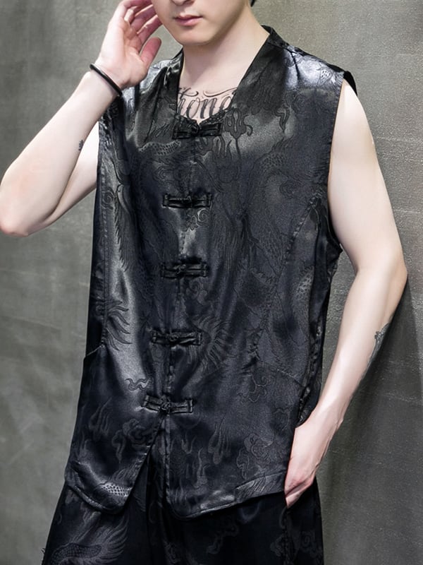 Men Vest Black Chinese Style Sleeveless Vest Suit1.jpg