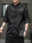 Mens Chinese Shirt Ice Silk Tang Suit Jacket1.jpg