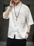 Mens Chinese Shirt Ice Silk Tang Suit Jacket1.jpg