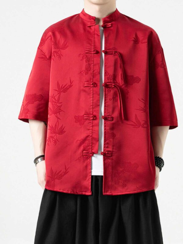 Mens Silk Shirt Ice Silk Tang Suit Top1.jpg