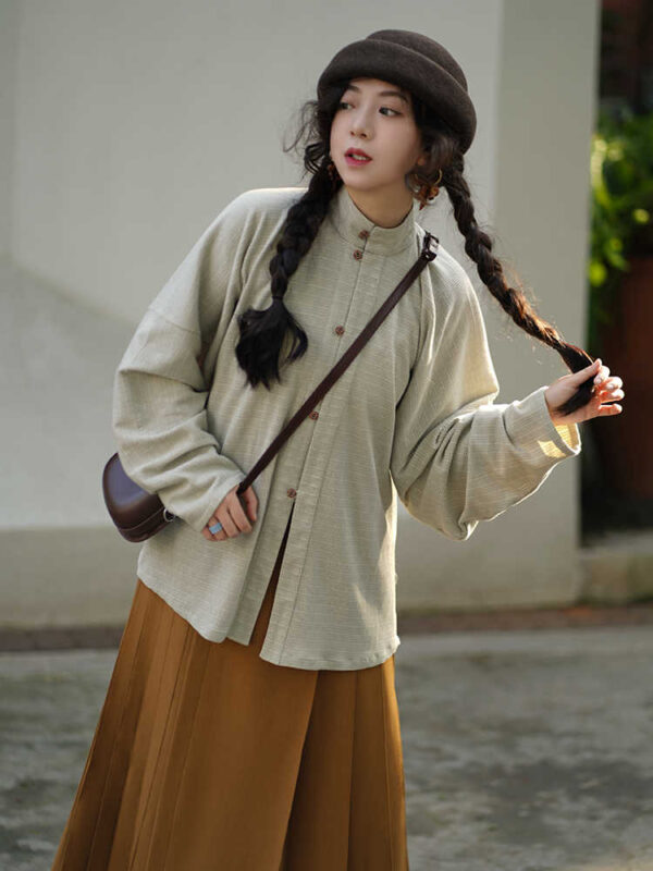 Modern Chinese Hanfu Knitted Stand Collar Blouse1.jpg
