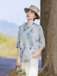 Oriental Style Summer Blouse in Linen 1.jpg