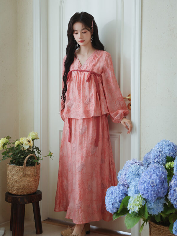 Pink Floral Hanfu Daily Casual Dress2.jpg