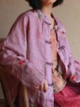 Pink Ramie Top Loose Fit Floral Print Blouse1.jpg