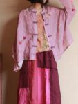 Pink Ramie Top Loose Fit Floral Print Blouse1.jpg