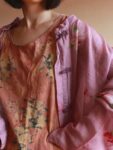 Pink Ramie Top Loose Fit Floral Print Blouse1.jpg