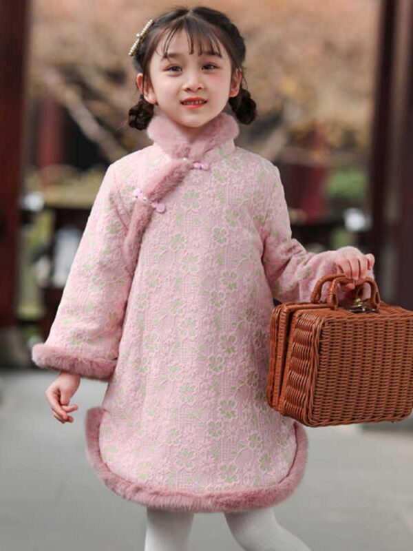 Pink Winter Dress Coat Childrens Hanfu Dress 11.jpg