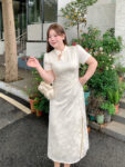 Plus Size Chinese Dress Slimming Waist Jacquard Qipao1.jpg