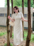 Plus Size Chinese Dress Slimming Waist Jacquard Qipao1.jpg